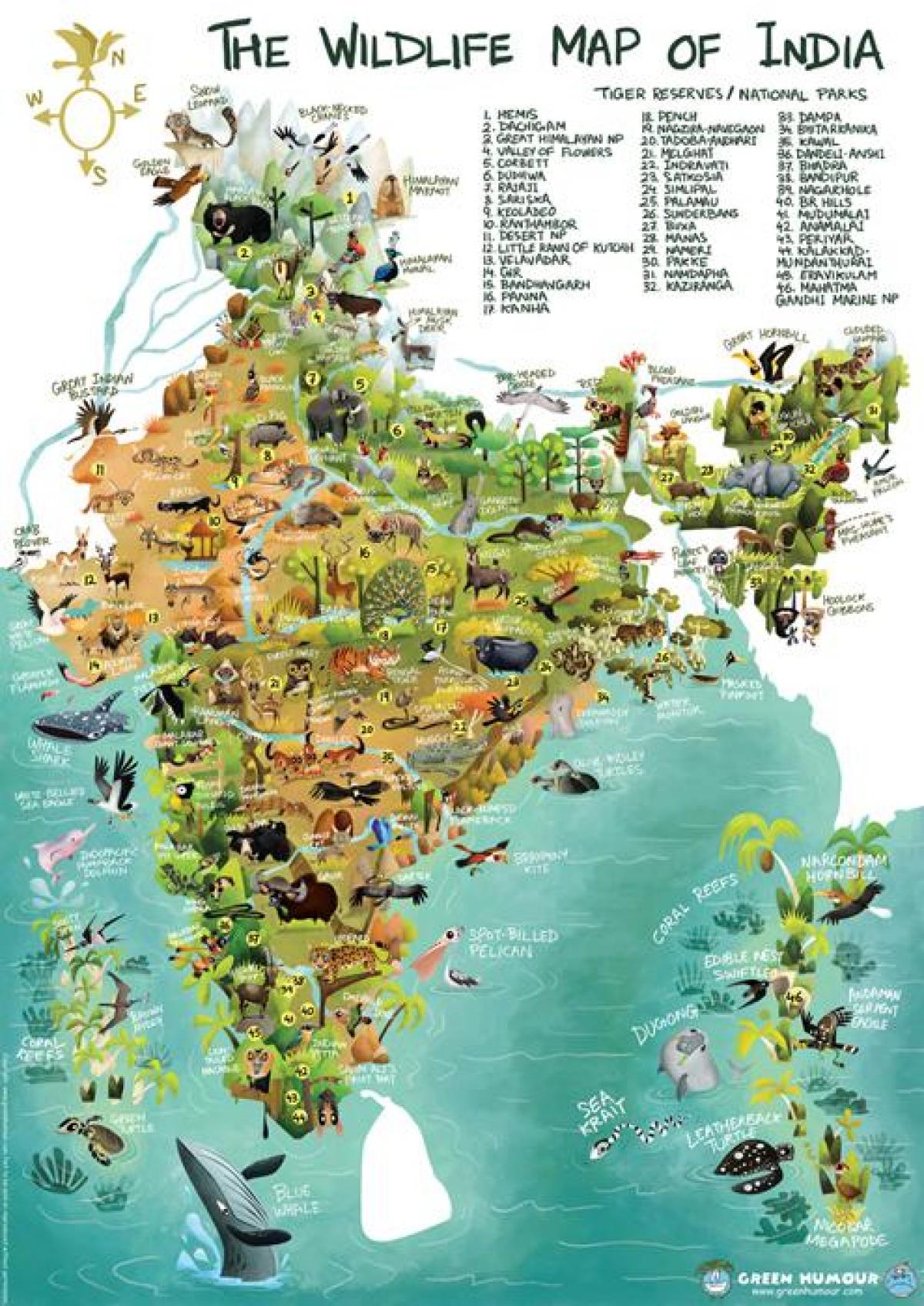 الحياة البرية في الهند خريطة