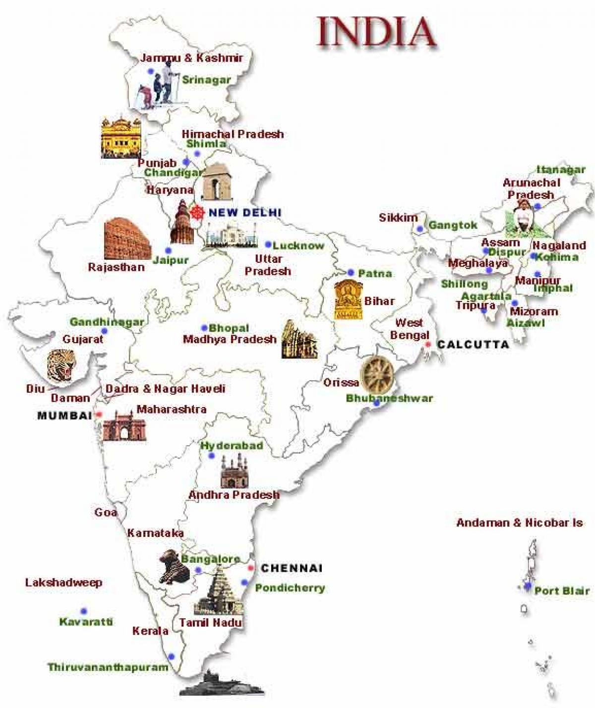 خريطة سياحية من الهند