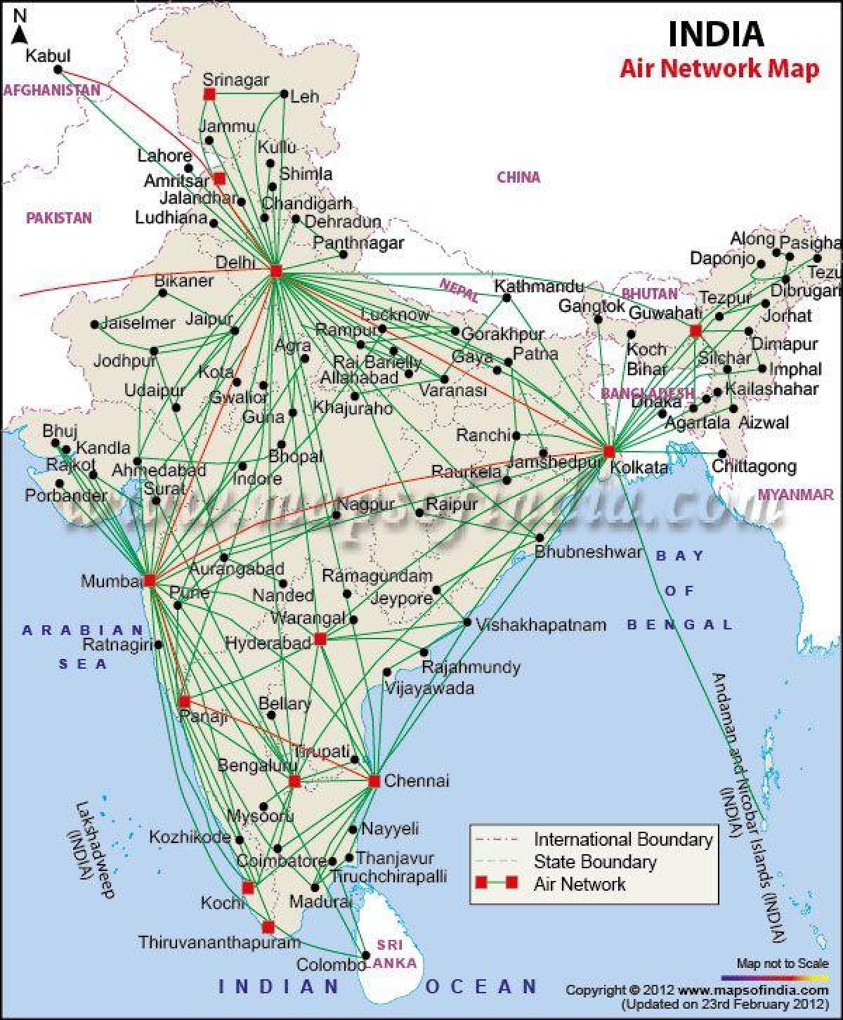 الهواء خريطة الهند