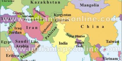 خريطة الهند مع البلدان المجاورة